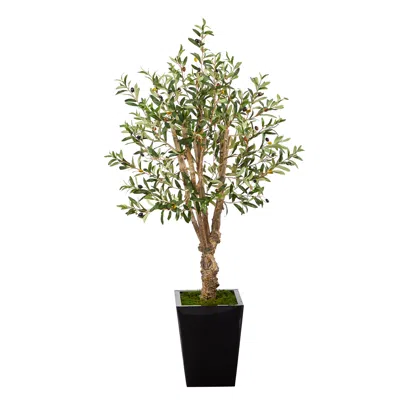 Homplanti 4.5' Olive Artificial Tree In Black Metal Planter