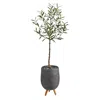 Homplanti 4.5' Olive Artificial Tree In Gray Planter With Stand