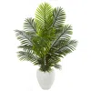 Homplanti 4.5' Paradise Palm Artificial Tree In White Planter