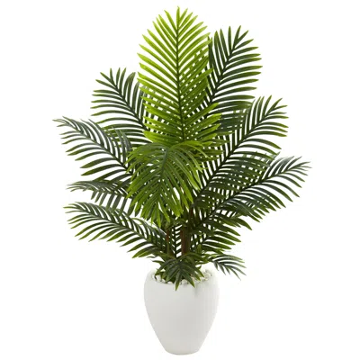 Homplanti 4.5' Paradise Palm Artificial Tree In White Planter