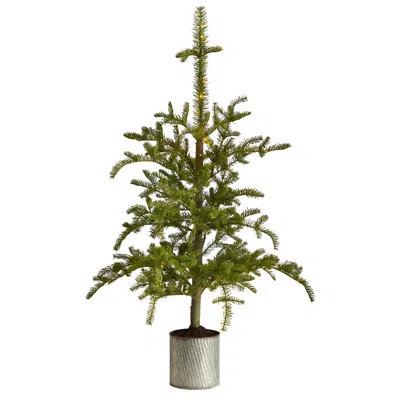 Homplanti 4.5' Pre-lit Christmas Pine Tree In Decorative Planter