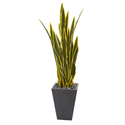 Homplanti 4.5' Sansevieria Artificial Plant In Slate Planter