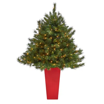 Homplanti 4.5' Wyoming Pine Christmas Tree W/250 Lights In Planter