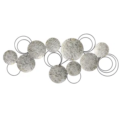 Homplanti 4.5' X 2' Galvanized Embossed Metal Discs Wall Art Decor In Gray