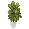 Homplanti 48" Dieffenbachia Plant In White Planter (real Touch)