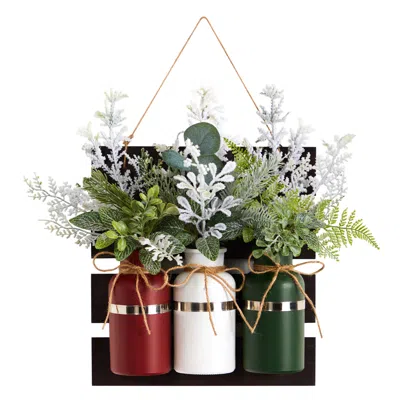 Homplanti 5" 3 Piece Hanging Mason Jar Christmas Arrangement