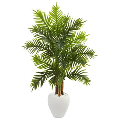 Homplanti 5' Areca Palm Artificial Tree In White Planter (real Touch)