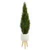 Homplanti 5' Cedar Artificial Tree In White Planter With Stand