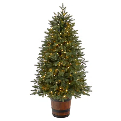 Homplanti 5' Christmas Tree W/200 Led Lights, 497 Lvs In Planter In Gray