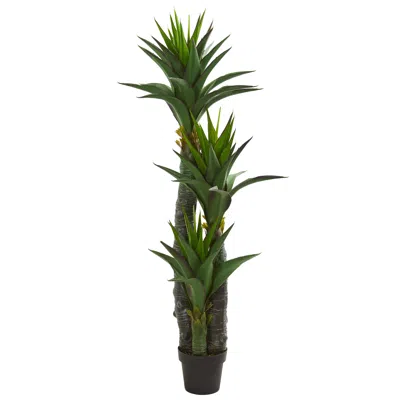 Homplanti 5' Decorative Yucca Artificial Tree In Black Planter