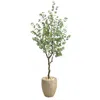 Homplanti 5' Eucalyptus Artificial Tree In Sandstone Planter