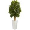 Homplanti 5' Fiddle Leaf Artificial Tree In White Tower Planter
