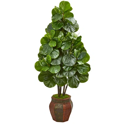 Homplanti 5' Fiddle Leaf Fig Artificial Tree In Decorative Planter