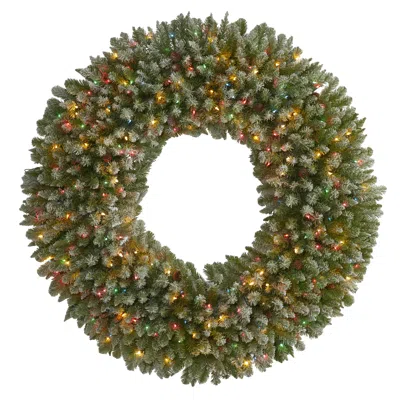 Homplanti 5' Flocked Christmas Wreath W/280 Light 680 Tips Pinecones In Green