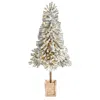 Homplanti 5' Flocked Leaning Xmas Tree Pre-lit With 150 Leds & 288 Tps