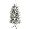 Homplanti 5' Flocked Livingston Fir Christmas Tree W200 Led & Cones