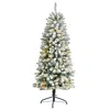 Homplanti 5' Flocked Slim Montreal Xmas Tree With 491 Tips And 150 Led
