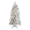 Homplanti 5' Flocked Spruce Christmas Tree With 100 Clear Led Lights