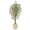 Homplanti 5' Olive Artificial Tree In Country White Planter