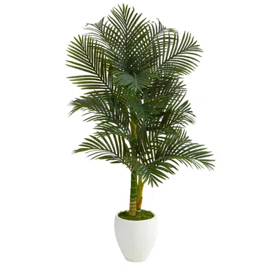 Homplanti 5' Paradise Palm Artificial Tree In White Planter