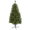 Homplanti 5' Pine Christmas Tree With 150 Leds Pine Cones And Berries