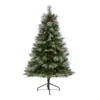 Homplanti 5' Snowed French Pine Xmas Tree W/387 Tips And Pine Cones