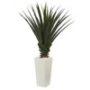 Homplanti 5' Spiky Agave Plant In White Tower Planter