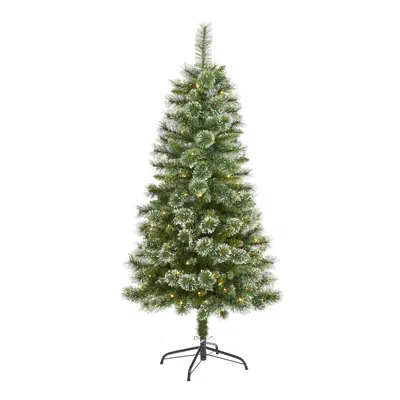 Homplanti 5' Wisconsin Slim Snow Tip Pine Christmas Tree W/150 Leds In Black