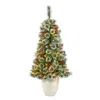 Homplanti 50" Frosted Swiss Pine Christmas Tree 100 Led In Planter