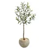Homplanti 50" Olive Artificial Tree In Sand Colored Planter