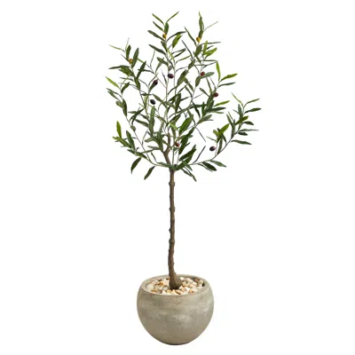 Homplanti 50" Olive Artificial Tree In Sand Colored Planter