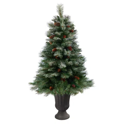 Homplanti 50" Snowed French Pine Xmas Tree W/237 Tips In Planter In Multi