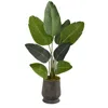 Homplanti 50" Travelers Palm Artificial Tree In Ribbed Metal Planter