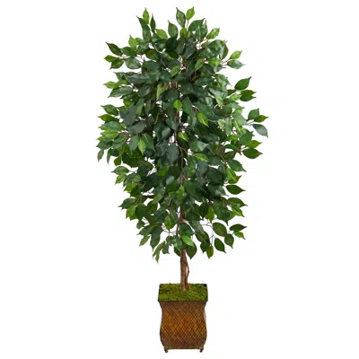 Homplanti 51" Ficus Artificial Tree In Metal Planter