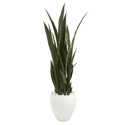 Homplanti 51" Sansevieria Artificial Plant In White Planter
