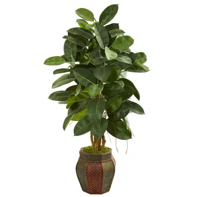 Homplanti 52" Rubber Leaf Artificial Tree In Decorative Planter