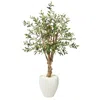 Homplanti 53" Olive Artificial Tree In White Planter