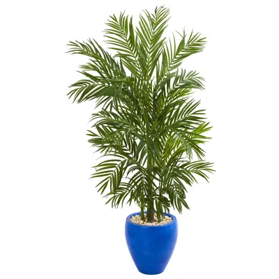 Homplanti 5.5' Areca Palm Artificial Tree In Blue Planter