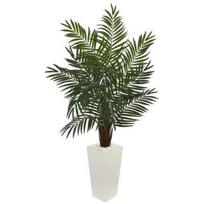 Homplanti 5.5' Areca Palm Tree In White Tower Planter