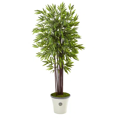 Homplanti 5.5' Bamboo Artificial Tree In Decorative Planter In Green