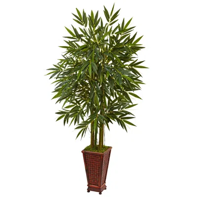 Homplanti 5.5' Bamboo Tree In Decorative Wood Planter