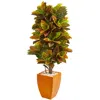 Homplanti 5.5' Croton Artificial Plant In Orange Planter (real Touch)