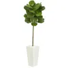 Homplanti 5.5' Fiddle Leaf Artificial Tree In White Tower Planter