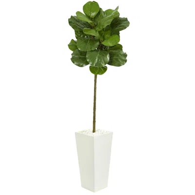 Homplanti 5.5' Fiddle Leaf Artificial Tree In White Tower Planter