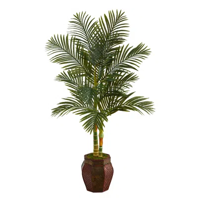 Homplanti 5.5' Golden Cane Artificial Palm Tree In Decorative Planter