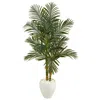 Homplanti 5.5' Golden Cane Artificial Palm Tree In White Planter