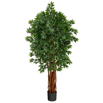 Homplanti 5.5' Lychee Artificial Tree With Natural Trunk In Brown