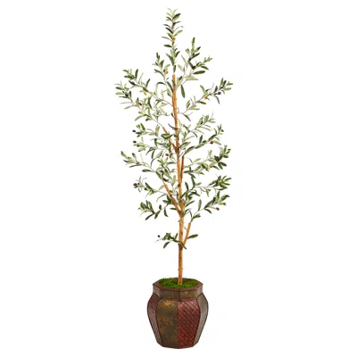 Homplanti 5.5' Olive Artificial Tree In Decorative Planter