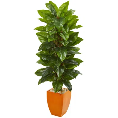Homplanti 5.5' Philodendron Artificial Plant In Planter (real Touch)