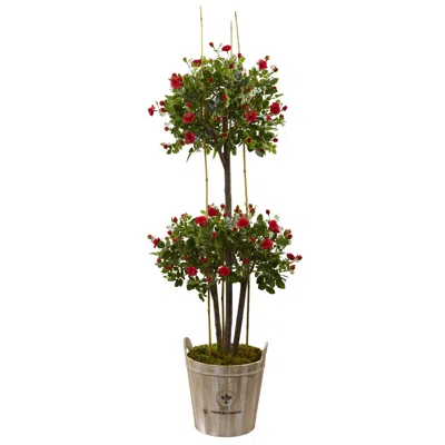 Homplanti 5.5' Rose Topiary Tree With Farmhouse Planter